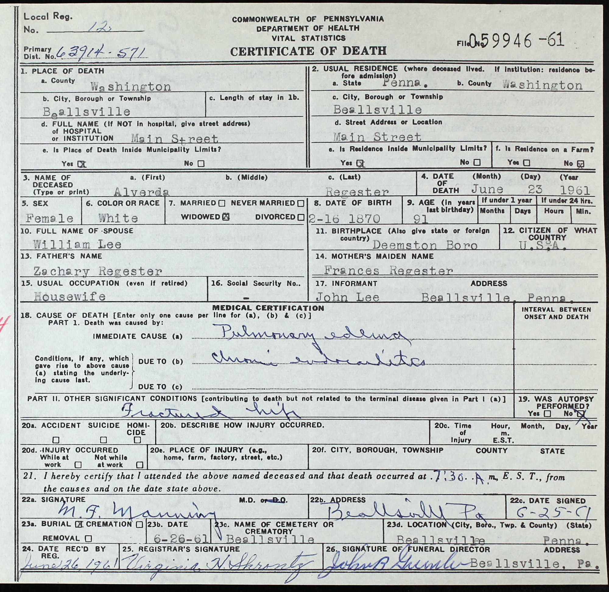 death certificate